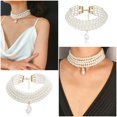 thumbnail image 4 of Bangcool Collier Ras du Cou Fausse Perle : Collier Mignon Multicouche pour Mariage, 4 of 10