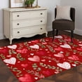 thumbnail image 3 of 3'x5' Rug for Living Room Bedroom, Valentines Washable Area Rugs Non-Slip Carpet Mats, Pink Red Love Heart Spring Green Botanical Indoor Low Pile Area Rug Runner for Kitchen, Mudroom, 3 of 8