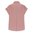 thumbnail image 3 of gbyLJF Women's Striped Short Sleeve Shirts Button Down Collared Tops Loose Fit Casual Long Blouses with Pocket, 3 of 6