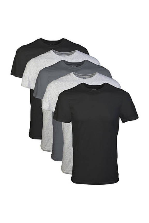 Men's Crew T-Shirts, Black/Sport Grey/Charcoal, X-Large