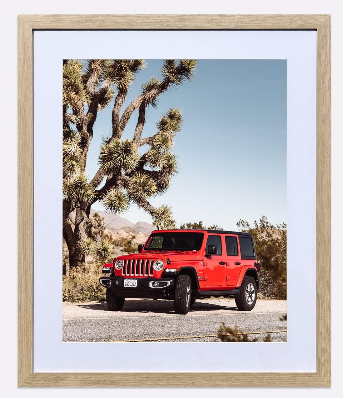 Beige Wood Grain Style Frame 20x24 Frame, Display Picture 16x20 with mat or 20x24 without mat, Photo Poster Picture Frame Wall Mounting Home Deco