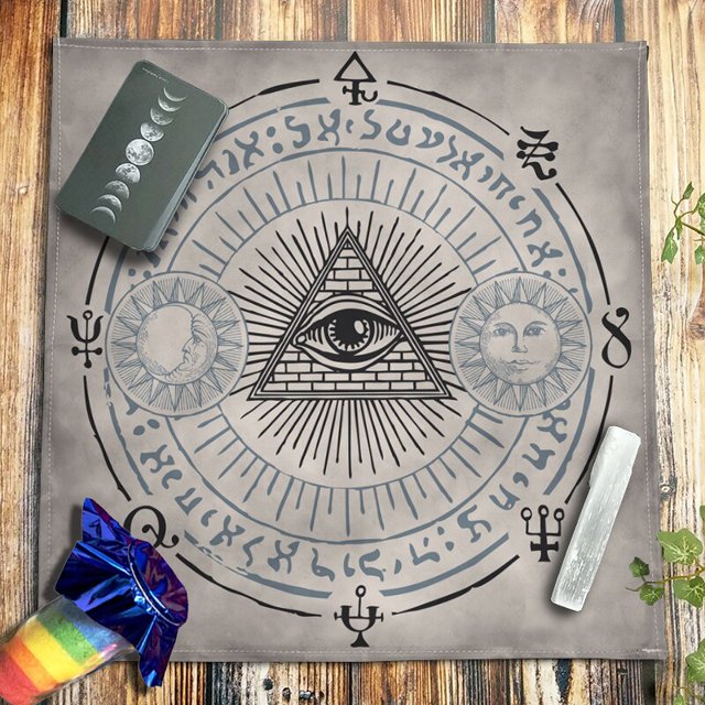 Juego de mesa de tela de Altar, adivinación, brujería, astrología, oráculo pagano, tapete de cartas, ocho ojos que ven todo, mantel de Tarot qym unisex