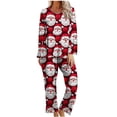 thumbnail image 3 of Feancey Women's Christmas Pj Sets Long Sleeve Round Neck Tops Wide Leg Pant Lounge Pajama Set Funny Holiday Print Sleepwear 2 Piece Multicolor XXL, 3 of 7