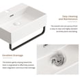 thumbnail image 4 of 20.08x14.18 Inch Wall Mounted Vessel Sink, White Ceramic Bathroom Sink With Integrated Towel Rack, Faucet Hole, Without Faucet & Drain, Compact, 4 of 6