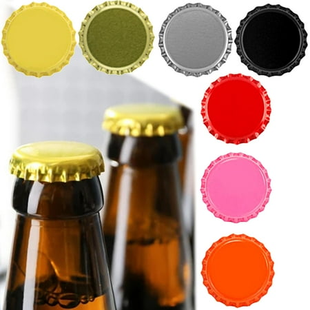 

Walbest 100 Pieces Beer Bottle Caps Sturdy Construction Anti-deform Tinplate Crown Cap Mini Soda Beer Drinks Lids