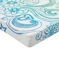 thumbnail image 2 of Ambesonne Flowers Fitted Sheet, Ombre Sketchy Floral, Full Size, Turquoise White, 2 of 3