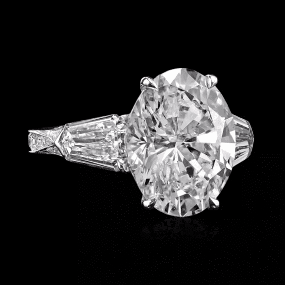 6.40 Ct IGI Certified Lab Grown Oval Cut Diamond Engagement Ring in Solid 18K White Gold