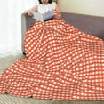 thumbnail image 6 of Honeii Orange Gingham Print Fleece Blanket - Throw Blanket for Bed, Sofa, Couch, Camping, and Travel , Microplush Ultra Soft Warm Blanket-60"x50", 6 of 7