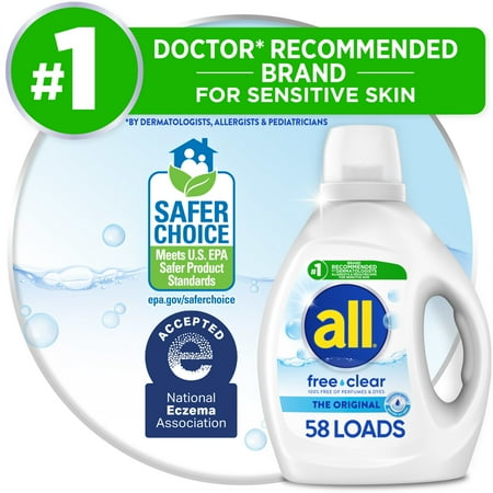 All Free Clear Liquid Laundry Detergent, 88 Oz, 58 Loads
