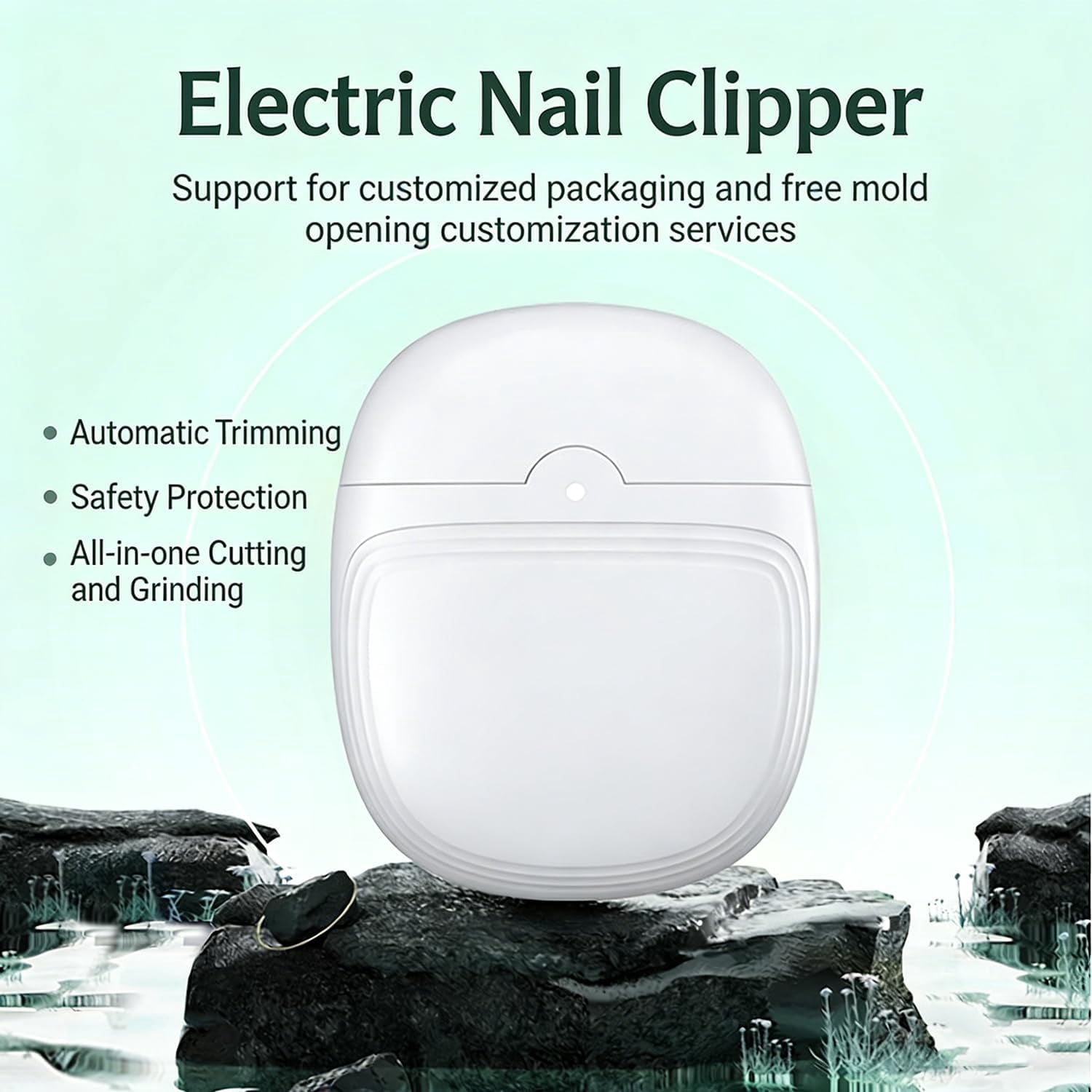 Nolaras Nail Trimmer, Electric Automatic Nail Trimmer with Light and Nail Scraps Storag, 360° Silent Auto Fingernail Cutter and Polishing Trimmer Baby Nail Trimmer Electric