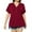 Wine Red, variant on VERABENDI Women's Plus Size Tops Dropped Shoulder Short Sleeve Blouses Button Up V Neck T-Shirts,1X/2X/3X/4X