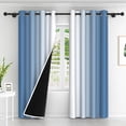 thumbnail image 2 of Lfeey Room Darkening Curtains, Thermal Insulated for Bedroom, 52"x63", 2 Panels Set, Blue White Gradient, 2 of 6