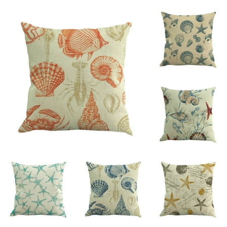 Fabricmcc Cotton Marine Animal Linen Pillow Cover Sea Scene