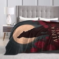thumbnail image 4 of Gothic Dark Romance Wolf Throw Blanket, Full Moon & Red Rose Fantasy Art Soft Flannel Fleece, Aesthetic Decor for Bedroom and Reading Nook 80x60, 4 of 6