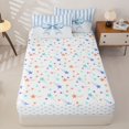 thumbnail image 4 of Homewish Blue Coquette Bowknot Kids Zipper Twin Comforter Sets with Fitted Sheet and 2 Pillowcases,Geometric Striped Polka Dots Zipper Bedding Set For Girl,Colorful Stars Reversible,4-Piece, 4 of 7