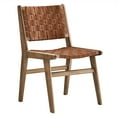 thumbnail image 3 of Modway Saoirse 17.5" Woven Leather Dining Side Chair in Walnut/Brown (Set of 2), 3 of 10