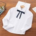 thumbnail image 2 of Mnyotv Girls White Uniform Shirts with Bow Cotton Button Down Shirts Long Sleeve Fall Clothes Tops Size 6-7Y, 2 of 9