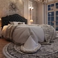 thumbnail image 3 of Amolife King Bed Frame with Adjustable Crown-Shaped Headboard, Upholstered Platform Bed, No Box Spring Required, Black, 3 of 14