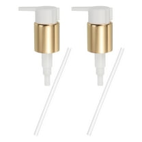 2 Pcs Soap Dispenser Pump Heads, Hand Soap Dispensers Top Pumps Replacement Clip-on Pumphead for Standard 24/410 Neck Size Bathroom Lotion Shampoo Bottle, Gold White