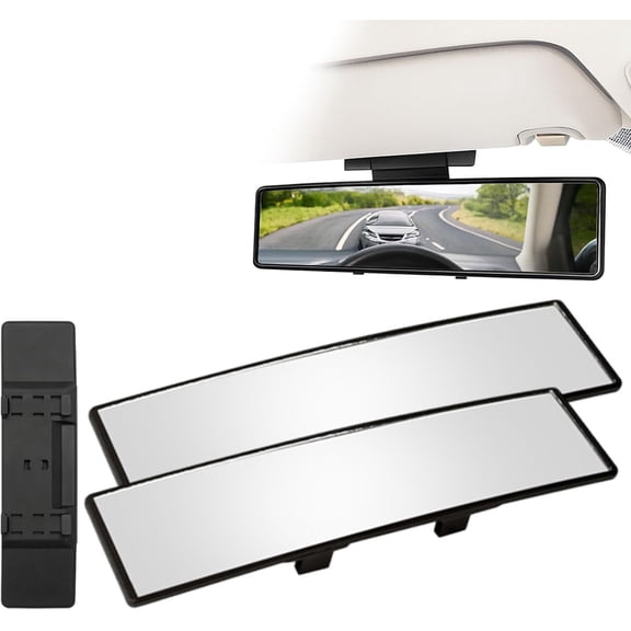 Snapview Panoramic Clip-On Rearview Mirror, Universal Wide Angle Rear View Mirror, Anti-Glare Interior Convex Mirrors to Reduce Blind Spot for Car(2PCS)