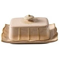 thumbnail image 5 of Fiocias Ceramic Butter Dish Butter Container Tableware Birthday Gifts Dessert Cake Plate Khaki, 5 of 9