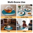 thumbnail image 2 of Ombre Teal Waves Round 13 Inch Placemats Set of 4, Abstract Art Gradient Modern HeatResistant Non Slip Place Mats for Dining Table, Wipeable Braided Kitchen Table Mats for Housewarming, 2 of 9