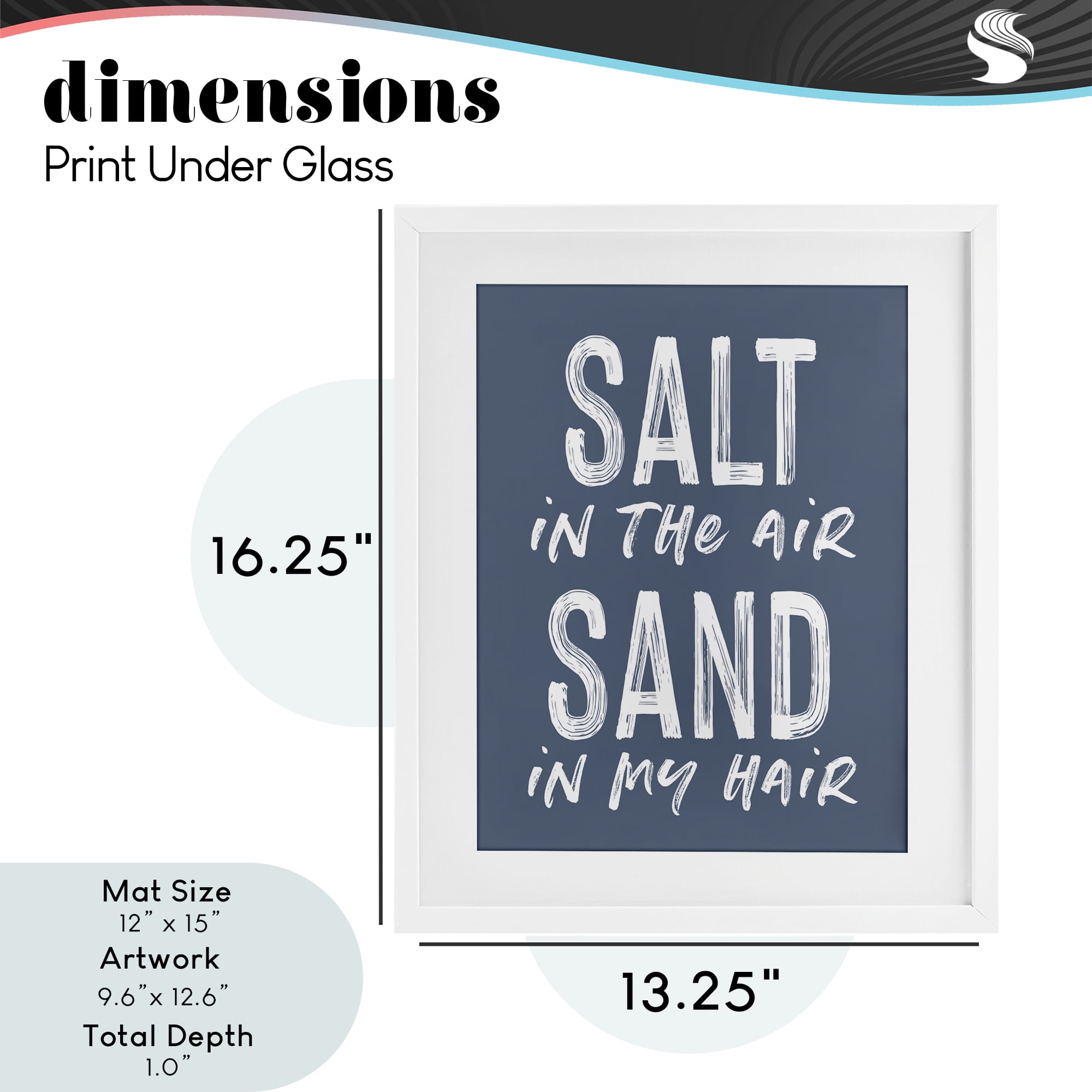 Summer Sentiment Salt Sand In Hair White Framed Print Under Glass, design by Lettered and Lined