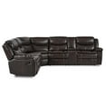thumbnail image 3 of Lexicon Bastrop 3-Piece Traditional Wood & Faux Leather Sectional Set in Brown, 3 of 7