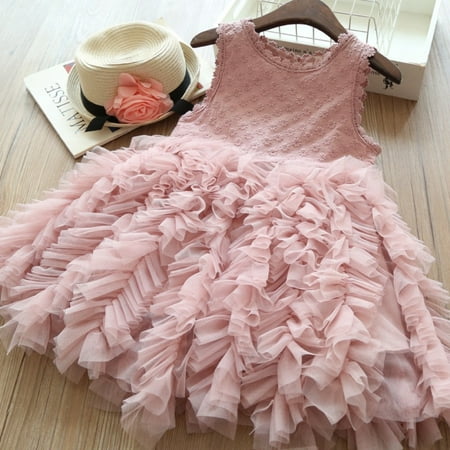 Fancy Toddler Kids Baby Girl Flower Dress Lace Tutu Party Gown Pageant Dress
