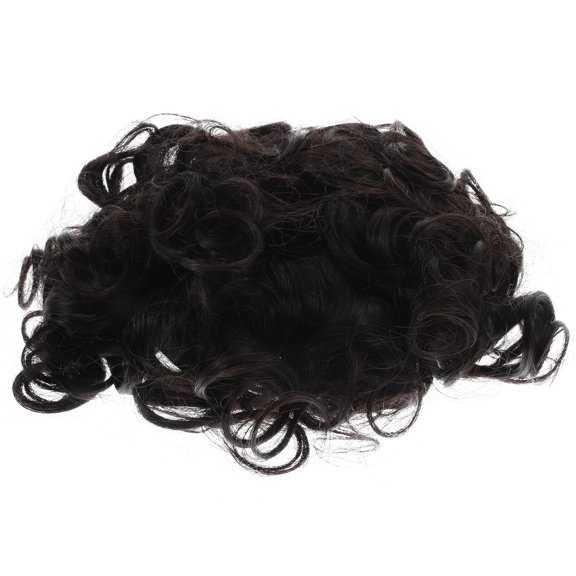 Curly Hair Pieces for Women with Elastic Band Black High Temperature Silk Fake Bun Hair Piece