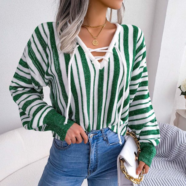 Contrasting v-neck sweater - Women