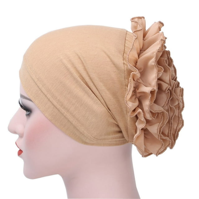 Kcodviy Women Flower Muslim Ruffle Coolest Hats in The World Hat Scarf Head Wrap Baseball Caps for S 1-3 Cap