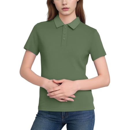 Besolor Short Sleeve Shirts for Women Summer 3 Button Lapel Collar Shirt Casual Loose Fitted Pullover Lightweight Golf Shirts
