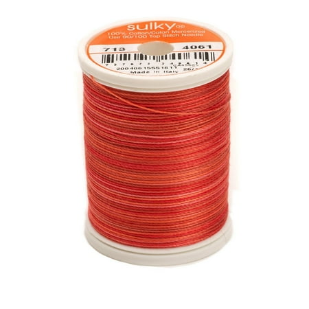 Poppies Thread - 713-4061 12-Weight Cotton Blendable Thread, 330-Yard, Poppy, Snap spool. 100% long staple matte finish By Sulky