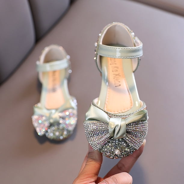 Nuevos zapatos de cuero para niños, lazo de diamantes de imitación, zapatos de fiesta de princesa para niñas, zapatos de baile para bebés, zapatos planos para estudiantes, zapatos de actuación para niños D785 Tan Jianjun unisex