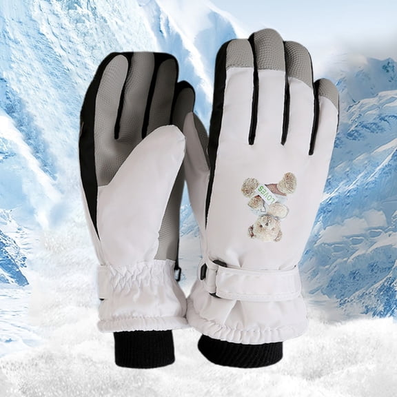 Nkmbld Winter Gloves for Men Women, Windproof Warm Gloves with Touch Screen Fingers Thermal Glove for Running Riding Cycling Driving, White