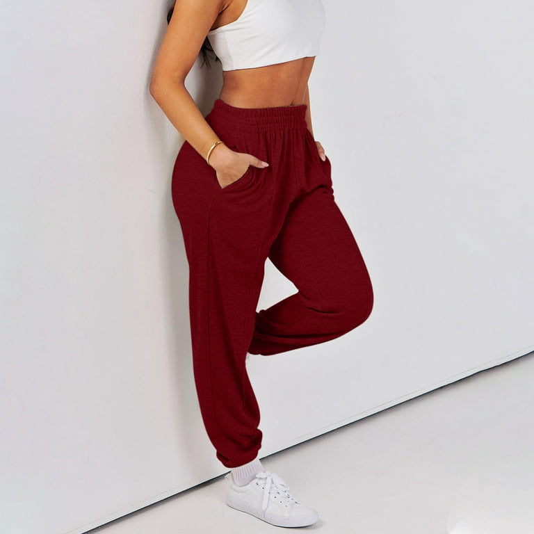 Women's Cinch Bottom Sweatpant High Waist Workout Pants Casual Jogger Pants  Lounge Trousers with Pockets 