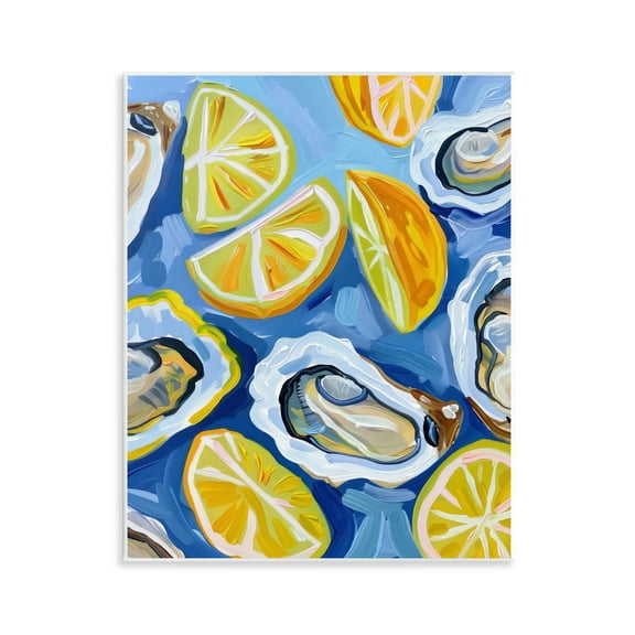 Stupell Industries Lemon & Oyster Pattern Food & Beverage Painting Unframed Art Print Wall Art, 11 x 14