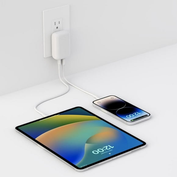 Belkin BoostCharge 42W Dual Port Wall Charger, USB-C + USB-A Charger Fast Charging for iPhone 15, 15 Plus, 15 Pro, 15 Pro Max, 14, 14 Pro Max, iPhone 13, Galaxy S23 Ultra, iPad, AirPods & More - White, PD 42W PPS USB-C WALL CHARGER, W/1M PVC C-LTG, WHT