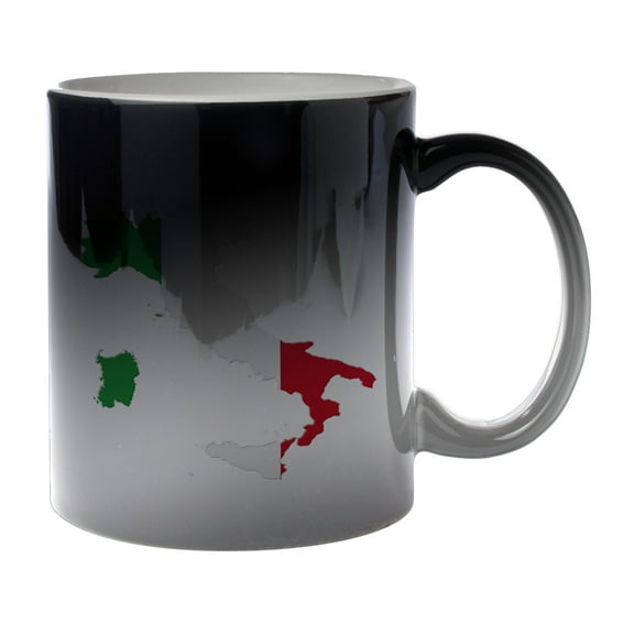 KuzmarK Black Heat Morph Color Changing Coffee Cup Mug 11 Ounce - Italy