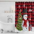 thumbnail image 3 of Red Snowman Christmas Shower Curtain, Waterproof Shower Curtains for Bathroom, Xams Tree Snowflake Gifts Winter Plaid Washable Fabric Bathtub Curtain Set Bath Decor with 12 Hooks 48"x72", 3 of 8