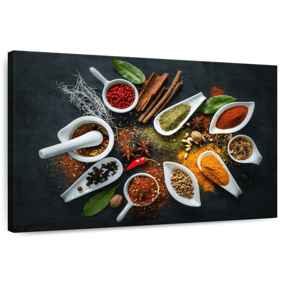 Elephant Stock Finest Spices And Herbs Wall Art - Horizontal Canvas Wall Art - Dining Room Wall Decor - Food And Drink Canvas - Brown And Gray Decor - 12" x 8"
