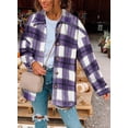 thumbnail image 3 of Asyoly Womens Flannel Plaid Shacket Jacket Long Sleeve Lapel Button Down Color Block Coat Boyfriend Outwear, 3 of 3