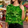 thumbnail image 6 of successthop Mardi Gras T Shirt Go Women Mask Print Crewneck Vacation Shirts Lightweight 3/4 Sleeve Festival Tops 2XL, 6 of 9
