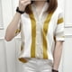 thumbnail image 4 of Gibobby Blusas Elegantes Para Mujer Blusa con cuello en V a rayas de manga para mujer Camisa de Blusa corta de ocio superior suelta para mujer（Amarillo， XXL), 4 of 5