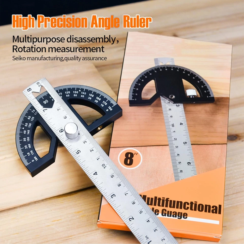CIRCLE- Protractor Angle Finder Stainless Steel Angle Ruler With 0-180 Degrees Adjustabl