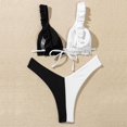 thumbnail image 3 of Conjunto de bikini de malla con Push-Up para mujer, traje de baño Sexy con escote en V de Metal, bañador con aros, traje de baño recortado de cintura alta, 3 of 5