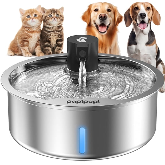 Stainless Steel Dog Water Fountain, 7L/1.8G/236oz Pet Water Fountain for Large Dogs & Multi-Cats, Dog Water Bowl Dispenser with Quiet Water Pump and 3 Replacement Filters