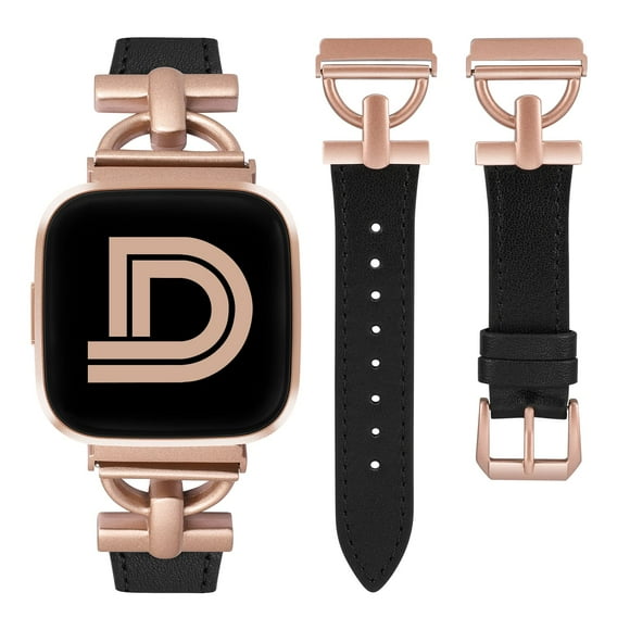 Wearlizer Leather Band Compatible with Fitbit Versa 2 Bands for Women, Dressy Slim Leather Strap Wristband with D-Shape Metal Buckle for Versa/Versa 2/Versa Lite/Versa SE Smart Watch