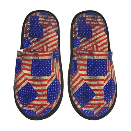 

Pofeuu Vintage USA Flag Print EVA Fuzzy House super light Slippers Slippers Scuff Outdoor Indoor Warm Cozy Plush Bedroom Shoes Soft Flat Comfy Anti-Slip-Medium